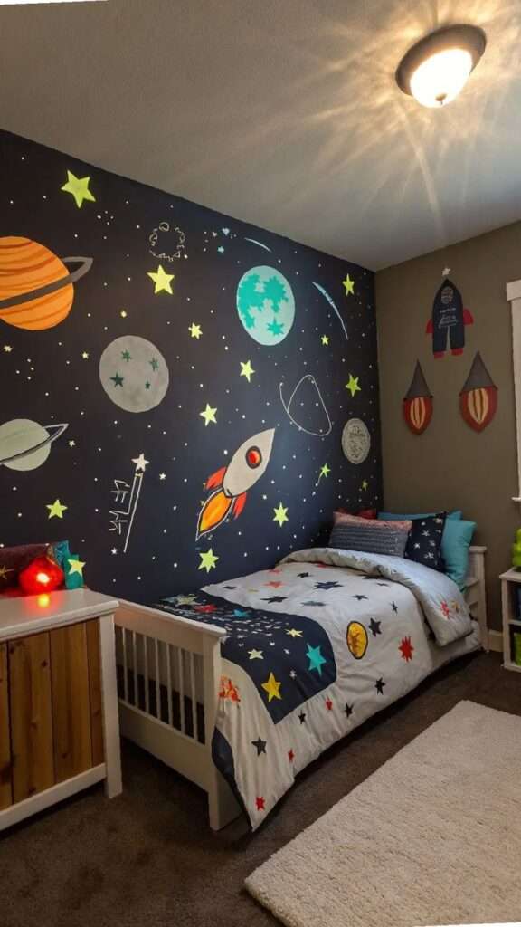 Space wall design for kids room