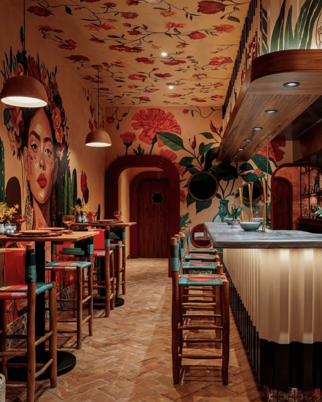Restaurant wall painting design idea