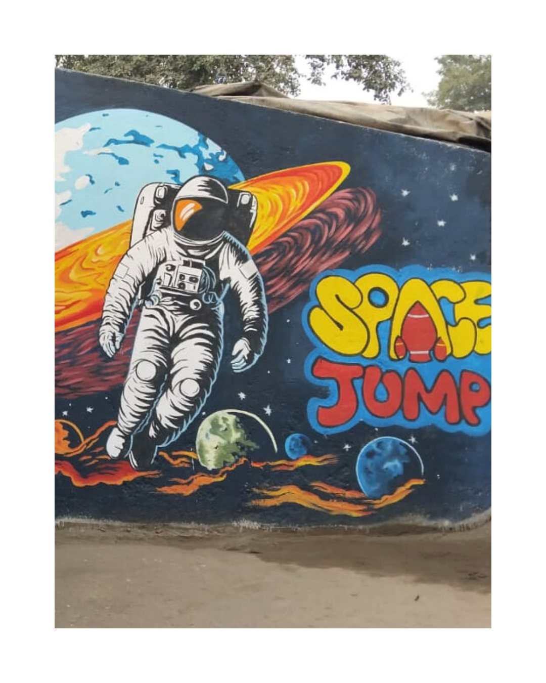 space jump wall painting done by our brilliant and talented artist s of oikar studio