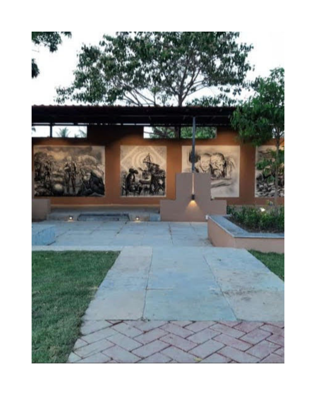 prof. shonku park wall painting , mural painting at newtown kolkata, india by oikar studio
