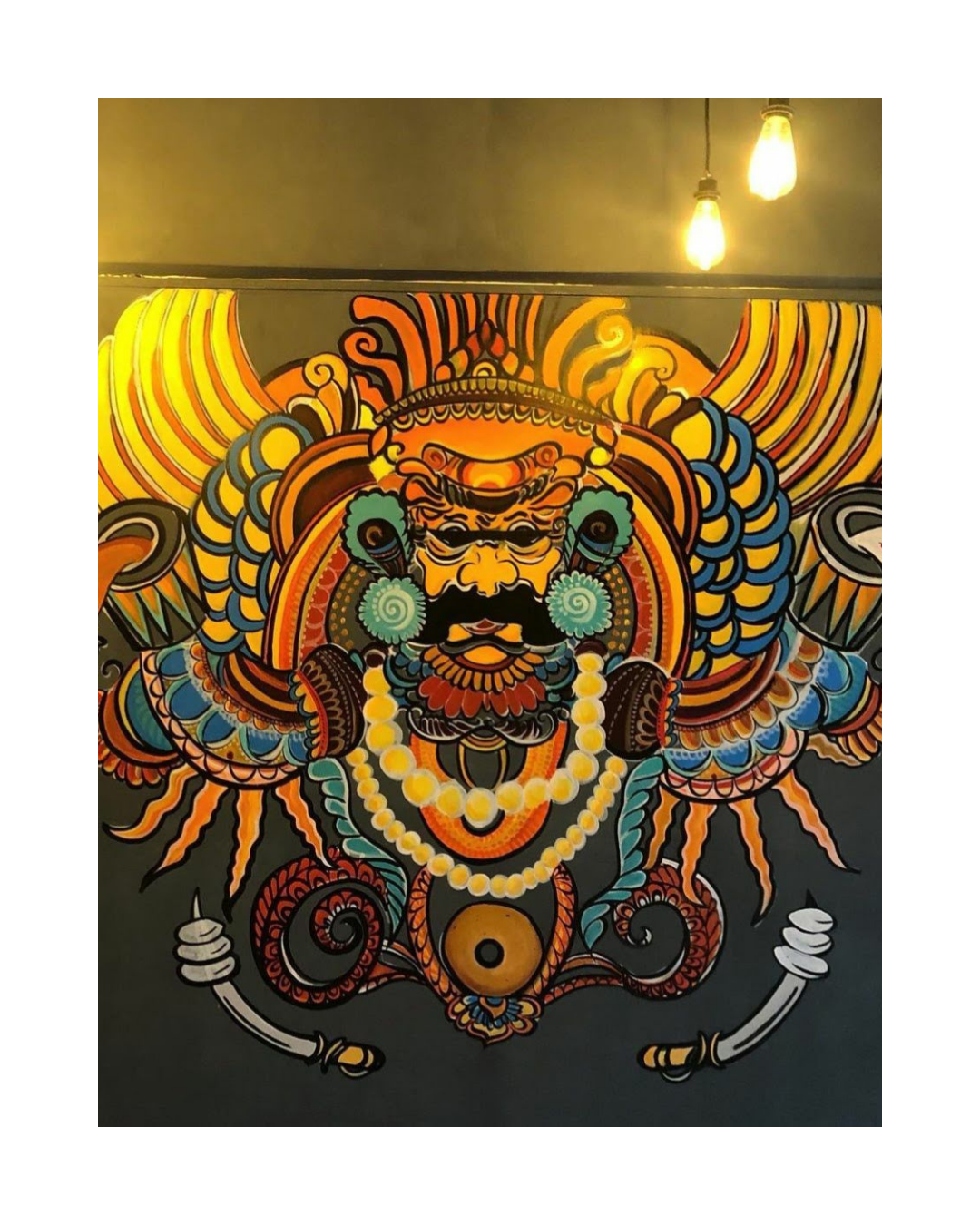newtown biswa bangla cafe wall mural painting, wall design idea, by oikar studio