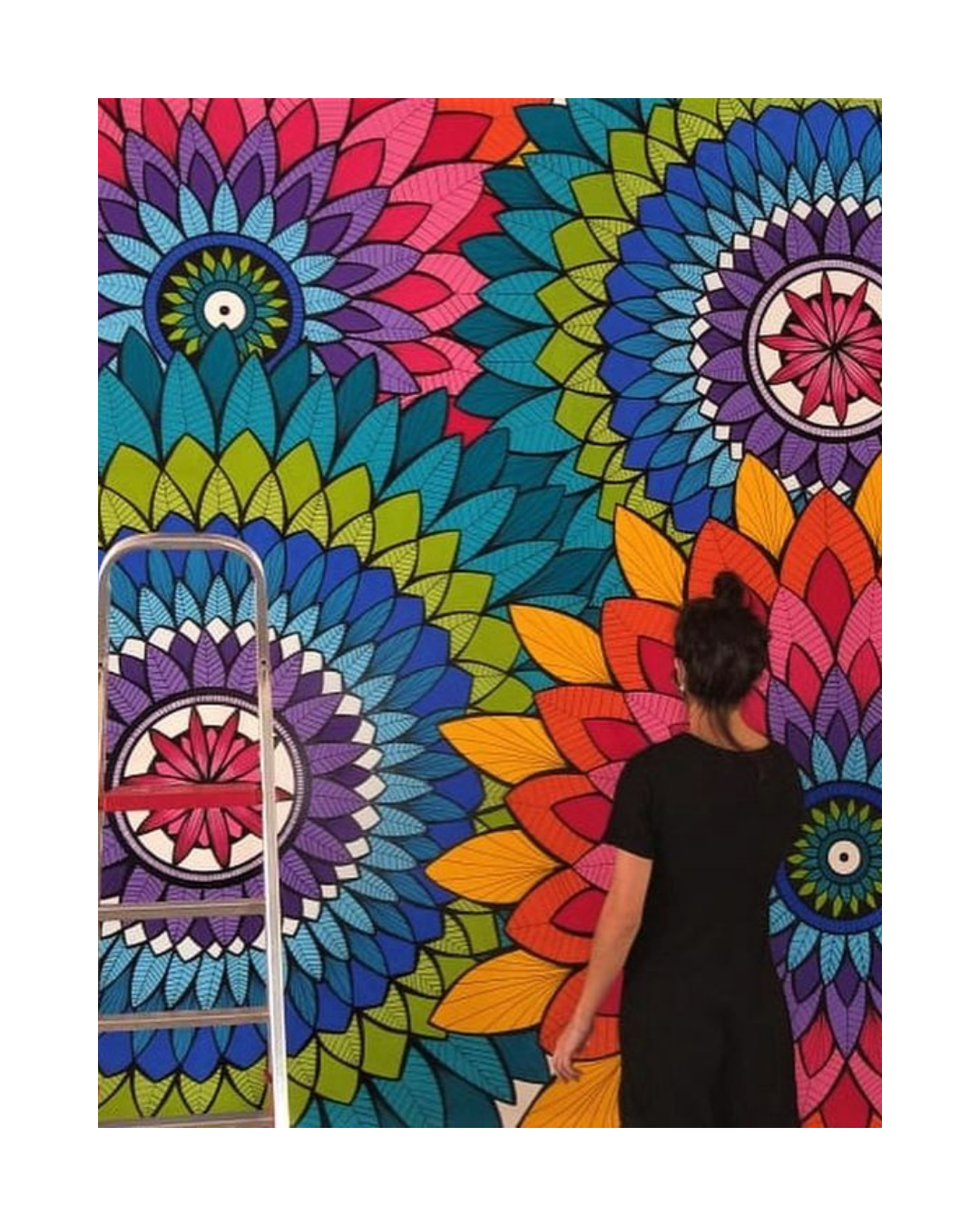 colorful vibrant mandala wall ar, wall painting , wall mural design idea by oikar studio