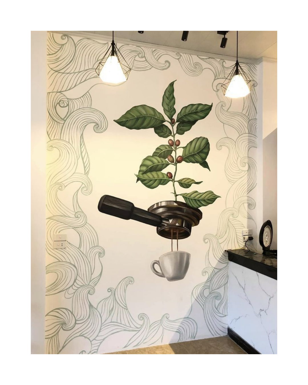 restaurant wall mural wall design idean by oikar studio , on coffee,