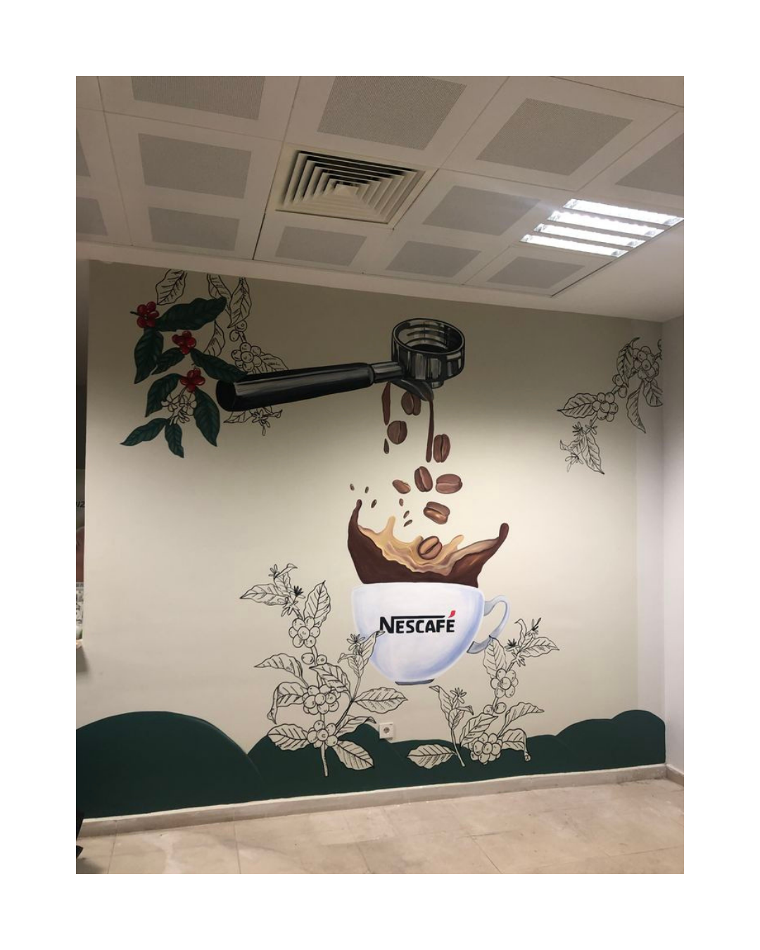 nescafe wall design painting seemlessly by oikar studio