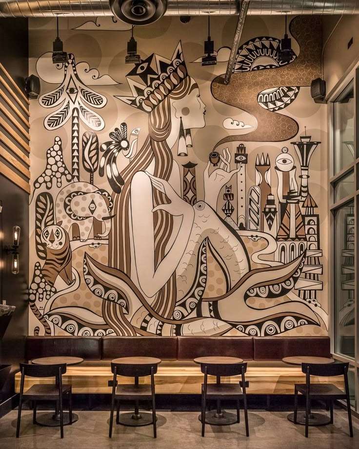 Cafe wall mural idea