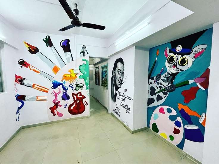 hobby and favorite character wall mural idea by oikar studio