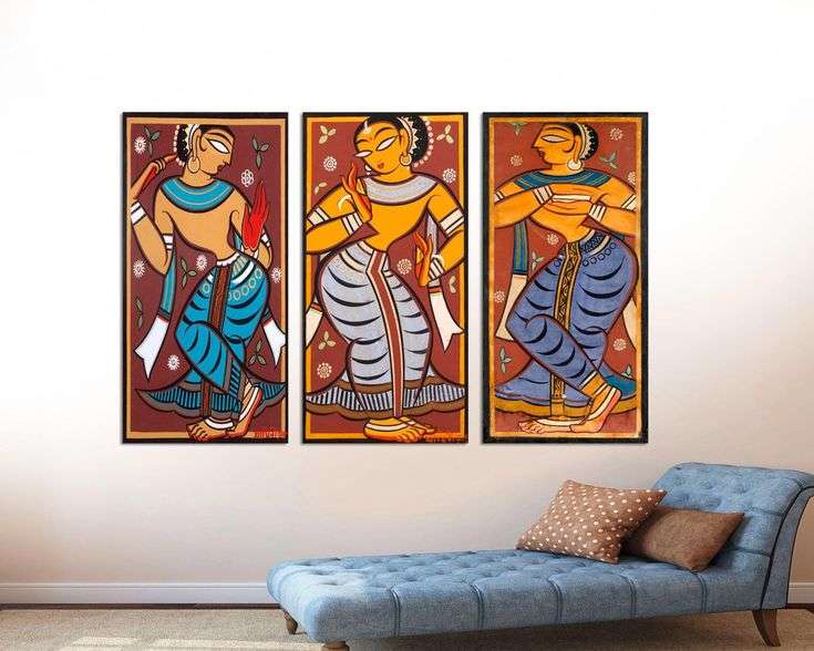 Kalighat pat Art on wall by oikar studio