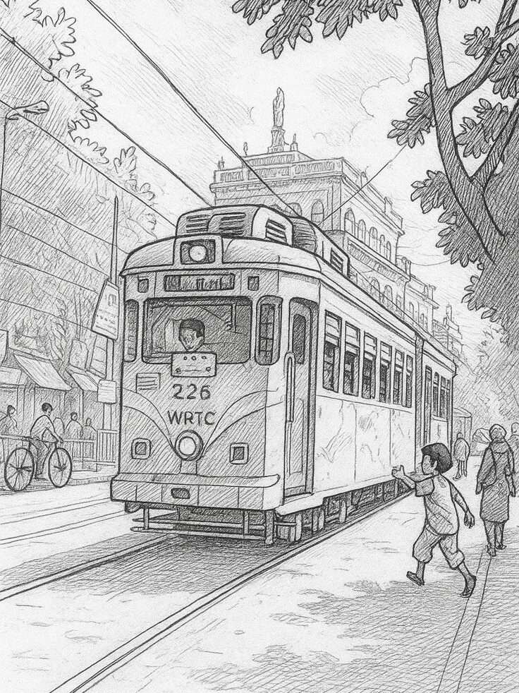 kolkata tram wall painting idea