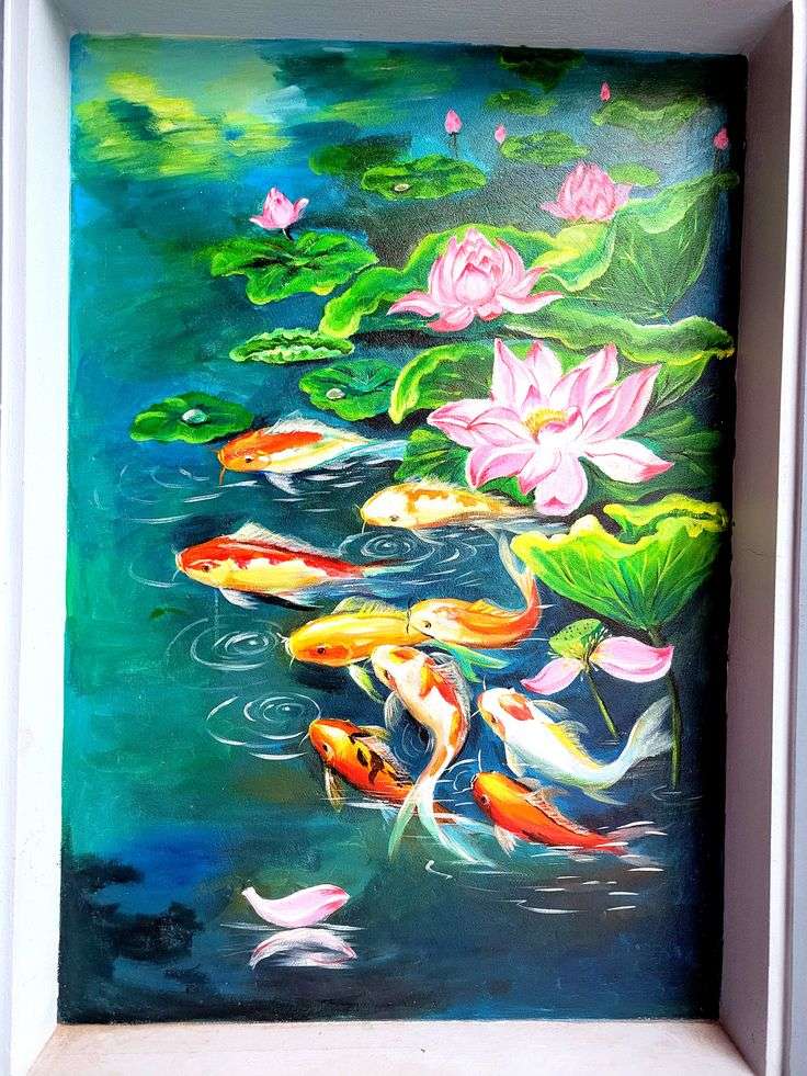 Leaping Fish wall painting texure design