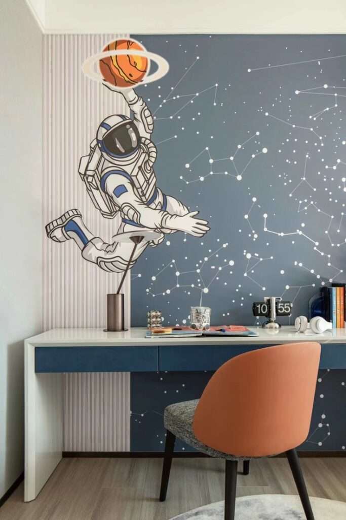 Astronaut wall mural for kids room