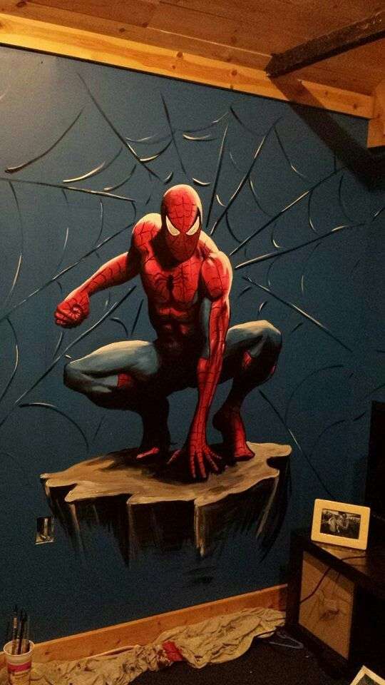 spiderman wall mural idea by oikar studio for kids room