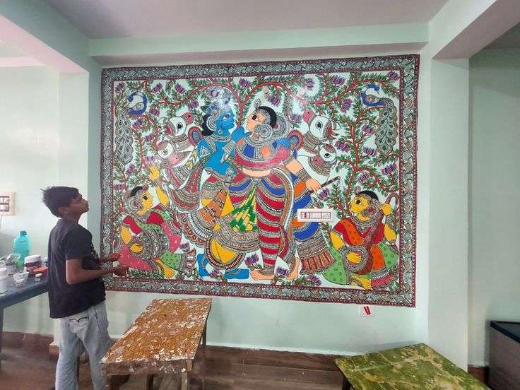 madhubani folk Wall art by oikar Studio