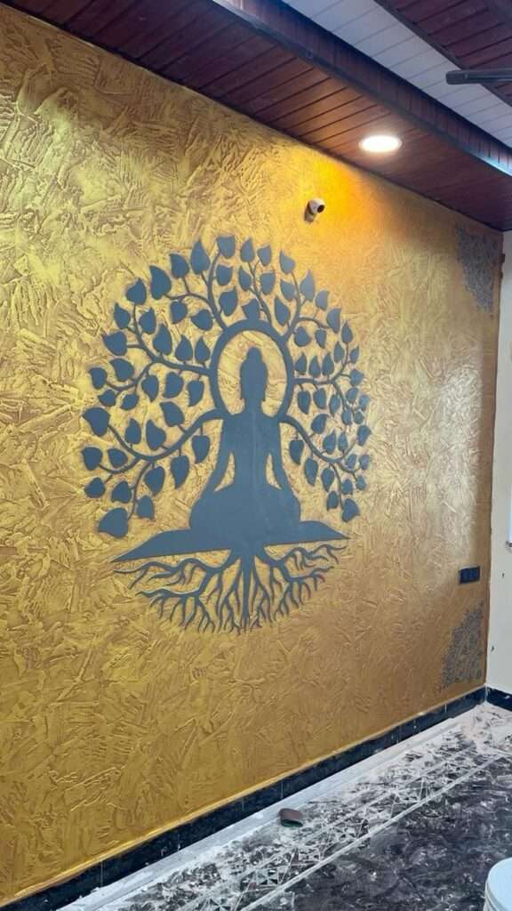 Yellow and Dark grey wall texture idea for vastu tips