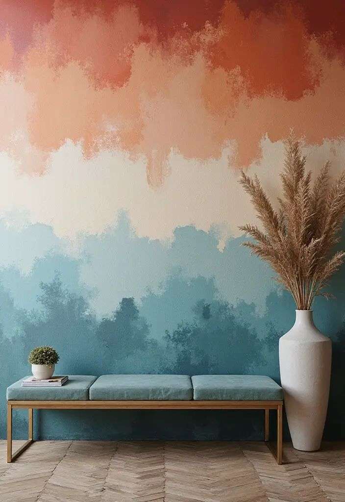 Hand-Painted Watercolor Washes Mural wall  2026