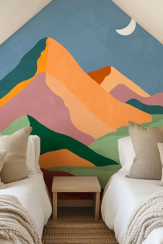 Geometric Color-Block Mountains