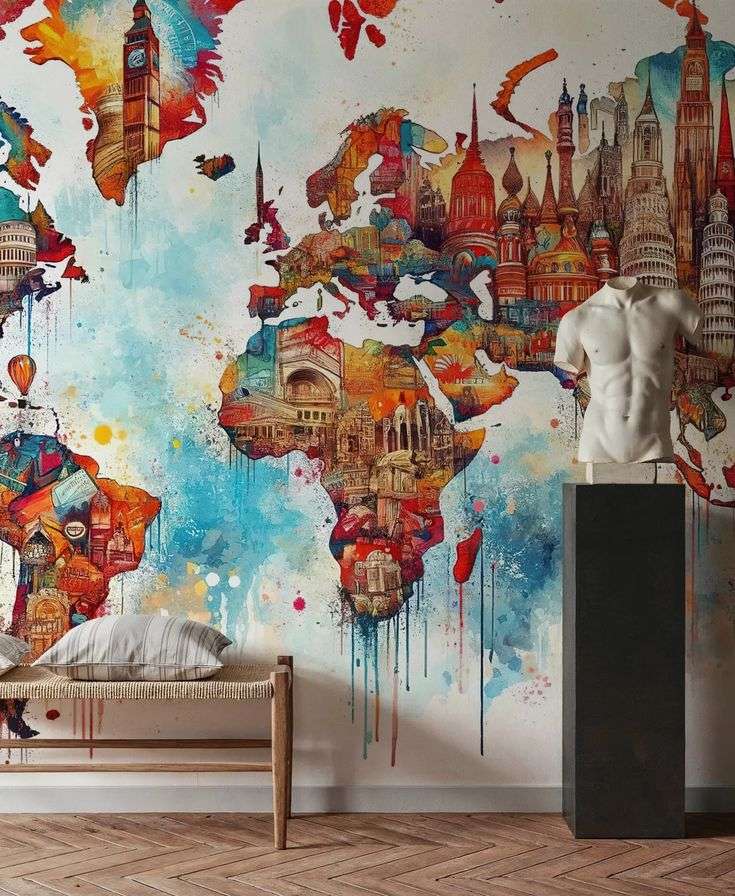 Maximalist Vintage Maps Mural  Wall 2026