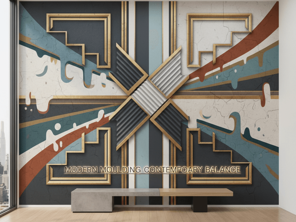 Modern moulding living room wall design with elegant neutral tones