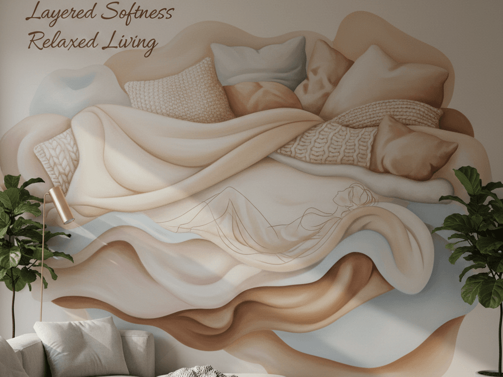 Soft textured living room wall design creating calm modern interiors