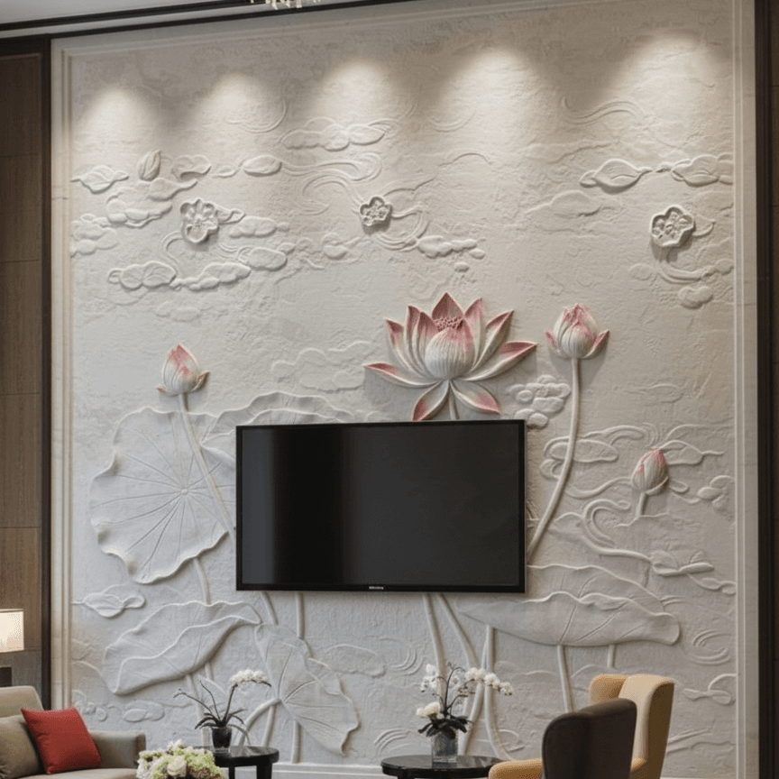 Custom textured wall mural created by mural artist Kolkata team for a modern space