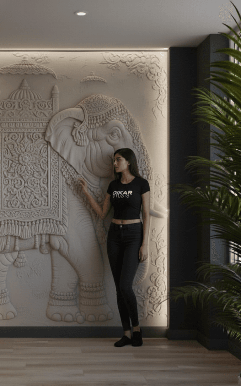 Wall painting process by professional mural artists in Kolkata