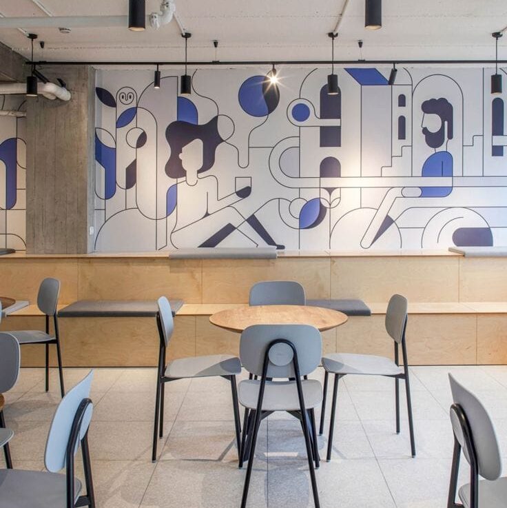 office mural on wall