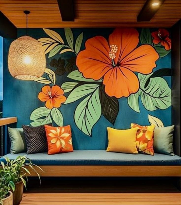 Decorative citrus mural painting for creative interior spaces
