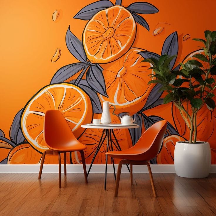 Decorative citrus mural painting for creative interior spaces