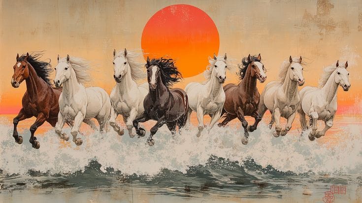7 horses painting